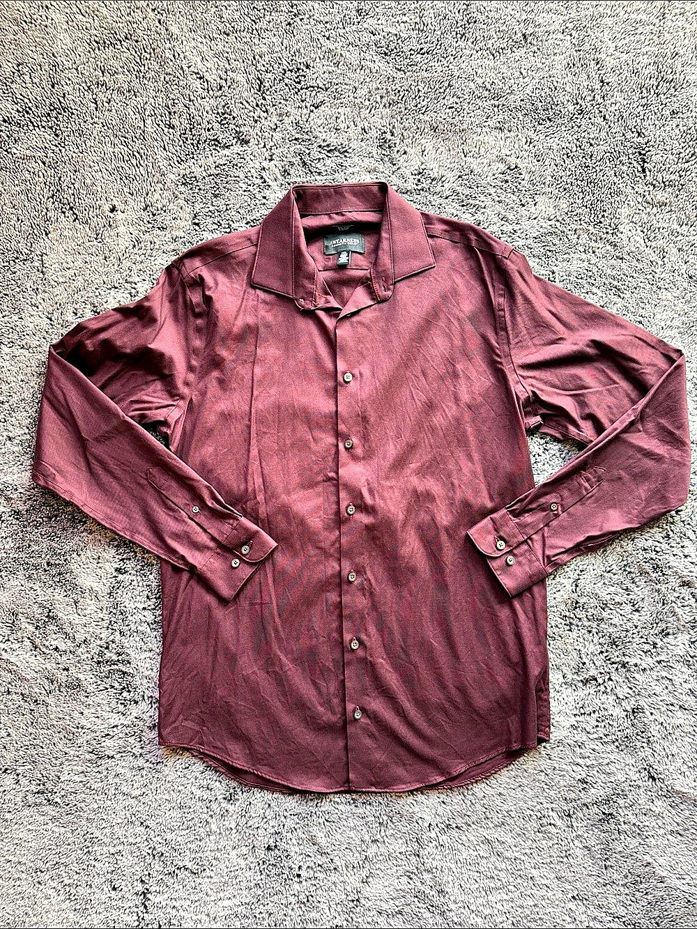 Awearness Kenneth Cole Long Sleeve Button Down in Burgundy